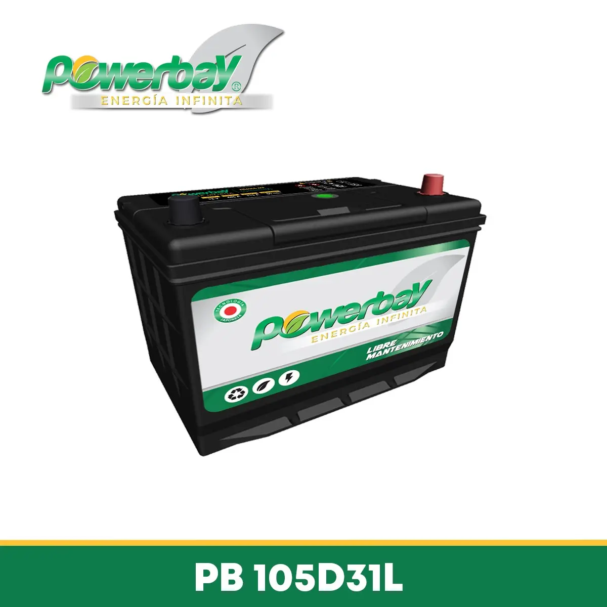 pb105d31l-bateria-powerbay-libre-mantenimiento-polaridad-normal Batería POWERBAY PB105D31L libre mantenimiento 98Ah 800CCA polaridad normal positivo derecho